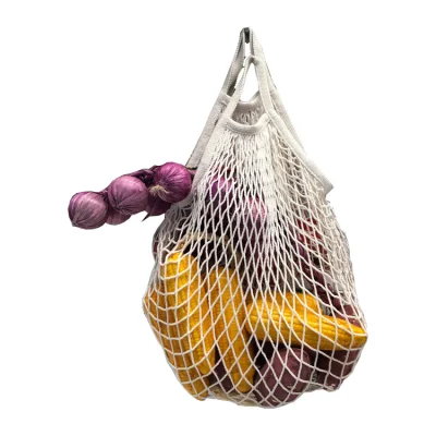 Bolsa de red de malla con cordón para frutas y verduras de embalaje fuerte Leno