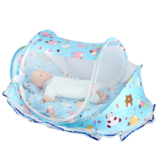 Cama grande de espuma, mosquitera plegable portátil con alfombrilla de espuma y almohada para exteriores con música, productos para bebés